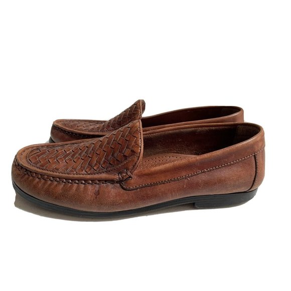 Giorgio Brutini Men's Eagle Brown Leather Weave Slip On Loafer Shoes Size 13 M. - Picture 2 of 9